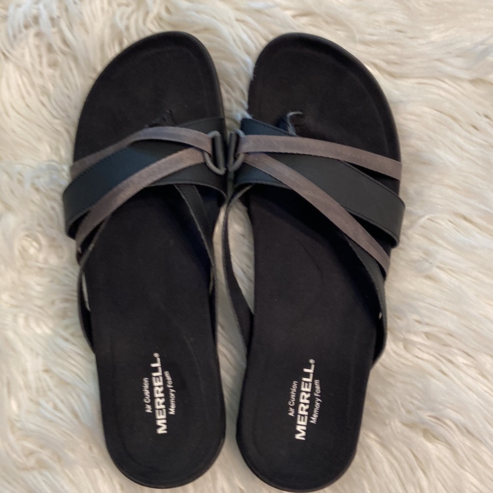 Merrell AirCushion Memory Foam sandals size 11 BNWOT black and gray color - Picture 12 of 16